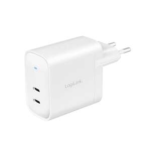 LogiLink PA0282 40W GaN încărcător USB-C pentru priză de perete cu două porturi, alb - Încărcător de telefoane