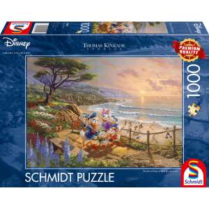 Schmidt Spiele Disney Donald és Daisy kacsa délután 1000 darabos kirakós játék, Thomas Kinkade festményével Donald kacsa és Daisy kacsa a tengerparton - Schmidt