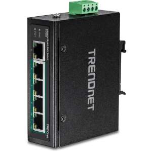 TRENDnet TI-PG50 Индустриален Gigabit PoE+ Switch, 5-портов мрежов превключвател с 4 PoE+ порта и 1 Gigabit порт - Превключвател