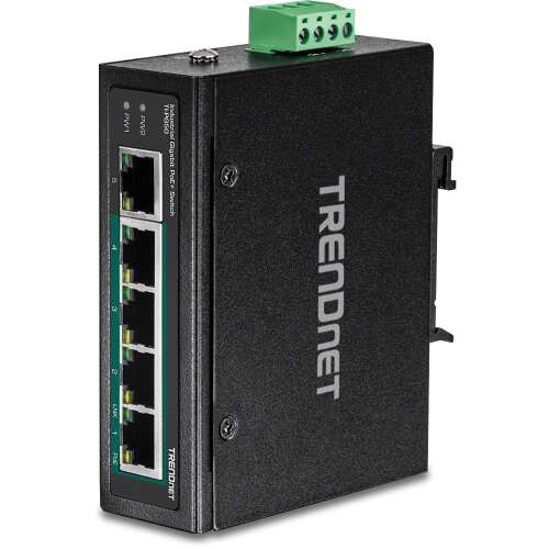 TRENDnet TI-PG50 Индустриален Gigabit PoE+ Switch, 5-портов мрежов превключвател с 4 PoE+ порта и 1 Gigabit порт