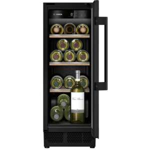 Bosch KUW20VHF0 borhűtő, fekete, nyitott ajtó, 21 palackos kapacitás - Borhűtő