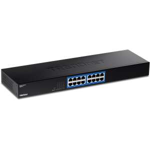 TRENDnet TEG-S17 16-portový Gigabit Switch, čierny, predný pohľad - Prepínače