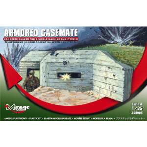 Mirage Hobby Plastový model v mierke 1/35 betónového bunkra s pancierom pre jeden guľomet - Model, maketa