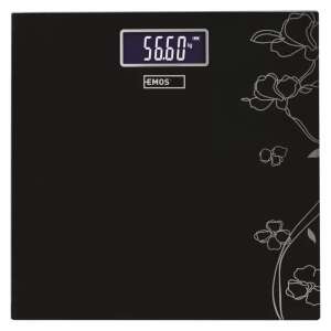Emos EV106 Digital Bathroom Scale, black, with floral design - EMOS