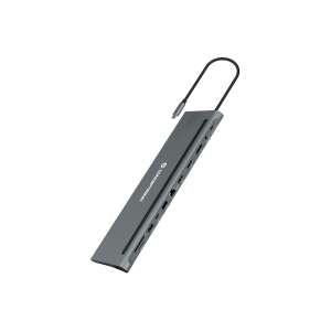 Stacja dokująca Conceptronic DONN17G 100W Universal, 12-w-1 koncentrator USB-C z portami HDMI, DisplayPort, USB-C PD, USB 3.0, USB 2.0, SD, TF, GbE, AUX - Conceptronic