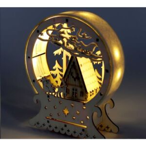 Osvetlená Karácsonyi LED Ház Dekoráció - Félkör - 15x18cm, drevená vianočná dekorácia domu s teplými bielymi LED svetlami - Vianočné dekorácie