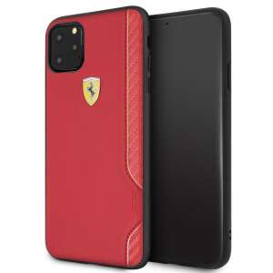 Ferrari On Track IP 11 Pro Max telefontok, piros, bőr, szénszál, Ferrari logó - Ferrari Telefontok