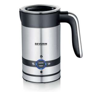 Severin SM 3584 milk frother, stainless steel, black and silver, with handle and lid - Severin