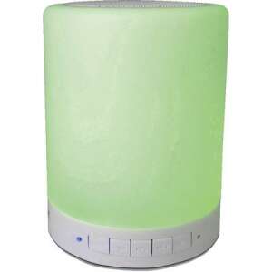 Zbliżenie na biały głośnik Bluetooth Denver BTL-30 ze światłem LED - Ściana dźwięku