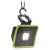 Emos P4539 LED work lamp, hanging from a hook, showing the light and power button