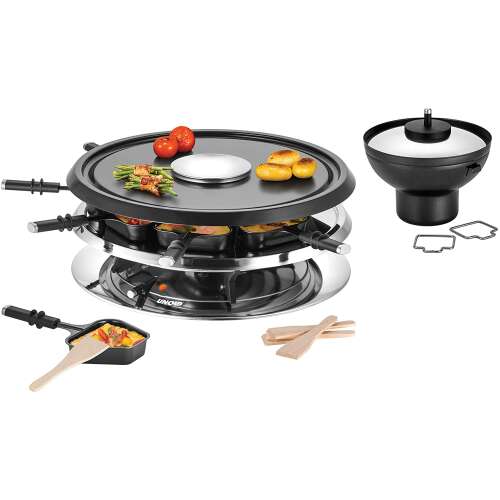 Unold Multi 4-in-1 48726 Raclette Grill, Fondue, Grill a Horúci Kameň, Kapacita 8 osôb