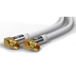 Goobay 70481 Antennenkabel Typ F, 1 Meter, weiß, abgewinkelte Stecker - Goobay