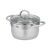 Angled view of Resto Rigel 3.6L stainless steel cooking pot with lid