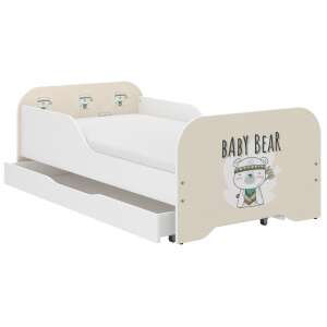 Patut pentru copii MIKI Baby Bear cu sertar, 160x80cm, alb - Nonbrand Paturi pentru tineri