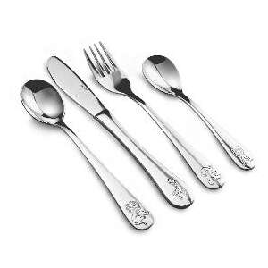 Lamart Zoo Kids Cutlery Set, 4 piece stainless steel cutlery set for children with animal design - Babies & Toddler