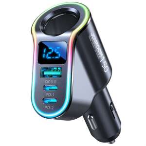 Joyroom JR-CL21 150W 4-in-1 car charger with QC3.0, PD3.0, and cigarette lighter socket - Car Charger