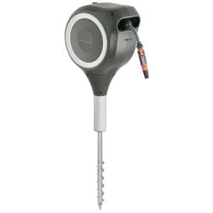 Gardena RollUp S tömlődoboz 15 méteres tömlővel, fekete és szürke színben, fém karóra szerelve - Gardena