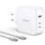 Ugreen USB-A / 2x USB-C wall charger with two USB-C cables, white