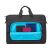 Riva Case black laptop bag with blue interior and documents
