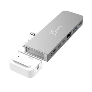 j5create JCD395 Przewodowa USB 3.2 Gen 2 (3.1 Gen 2) Type-C Szary, Biały 70309683 - Akcesoria do laptopów