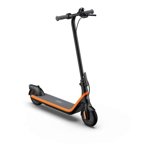 Elektrický skúter Ninebot by Segway C2 E, čierny a oranžový, pohľad spredu