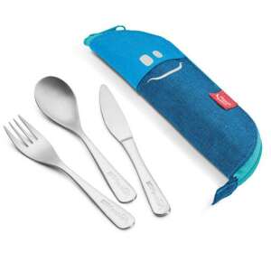 Maped Picnik Concept Kids 3-teiliges Besteckset aus Edelstahl mit blauer Reißverschlusstasche - Besteck-Sets