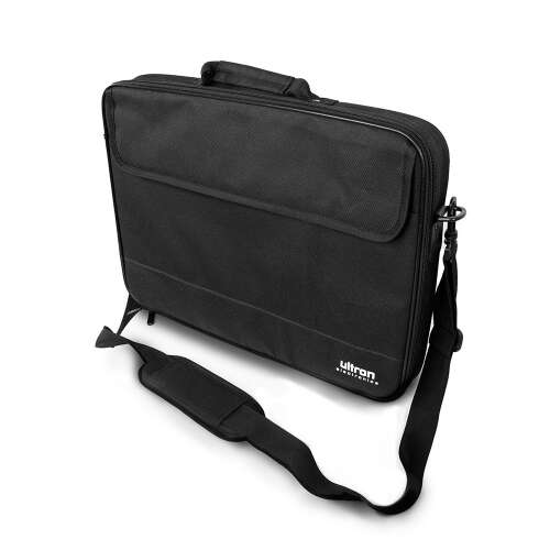 Ultron Case Plus 15,6 hüvelykes laptop táska, fekete, oldalsó nézet vállpánttal - Laptop kiegészítő