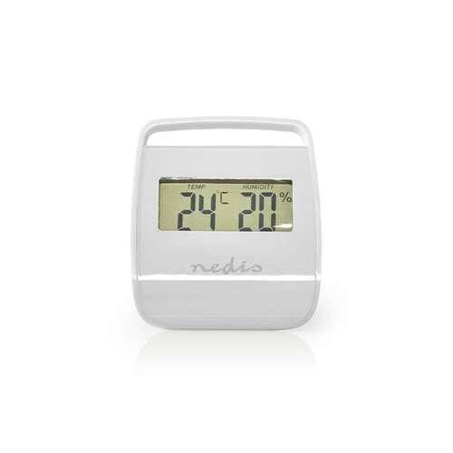 Termometr i higrometr wewnętrzny Nedis WEST100WT, biały, pokazujący temperaturę i wilgotność
