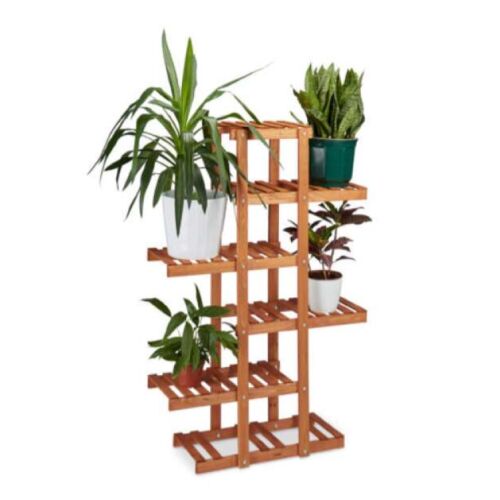 GRETEL Fa Virágtartó - 6 Polcos - 125x81x25 cm - Mézbarna 165633922 - Otthon és kert