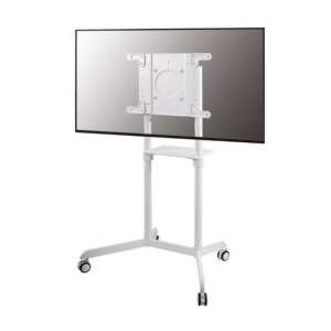 NewStar NS-M1250WHITE TV stand with wheels, white, front view with TV mounted - NewStar