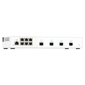 QNAP QSW-M2106-4S Gigabit Switch, elülső nézet, 6x 2,5 Gigabites RJ45 port, 4x 10 Gigabites SFP+ port - QNAP