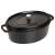 Staub La Cocotte 29cm ovaler Gusseisentopf, schwarze Emaille, mit Deckel und goldfarbenem Knopf