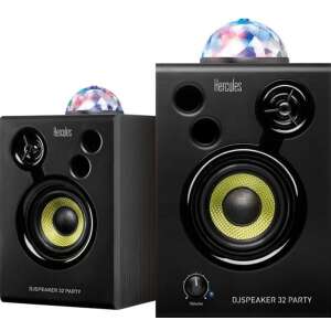 Hercules DJSpeaker 32 Party Aktivlautsprecher mit integrierter Discokugel, schwarz - Lautsprecher