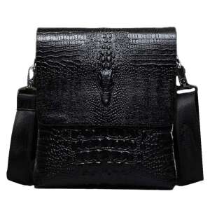 Dollcini Herren Messenger Bag, Kroko-Druck, Schwarz, Wasserdicht, Kratzfest, Business Casual - Handtaschen