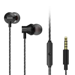 Aiwa ESTM-50BK wired in-ear headphones with microphone, black - Headphone and Bluetooth Speaker