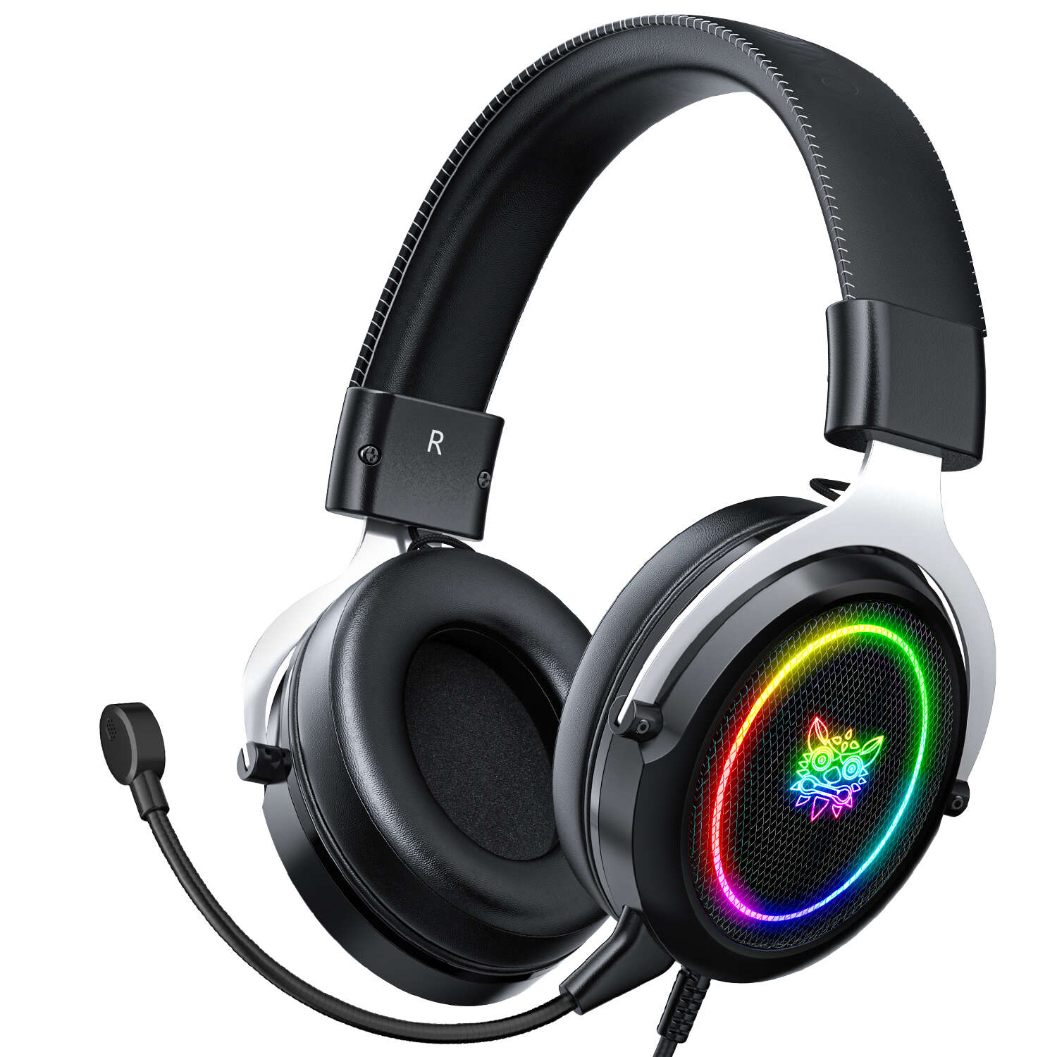 Onikuma X10 RGB Gaming Fejhallgató, Fekete-Ezüst