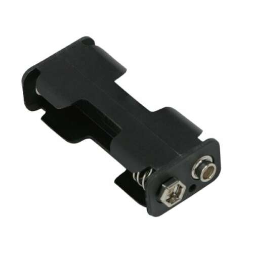 Fekete elem tartó 2 db AA elemhez 9V-os csatlakozóval