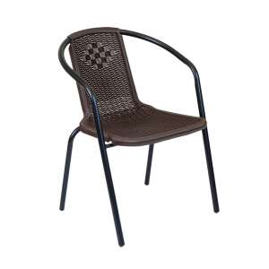 Brauner Napoli Gartenstuhl mit schwarzem Metallgestell und geflochtener Sitzfläche - Gartenmöbel