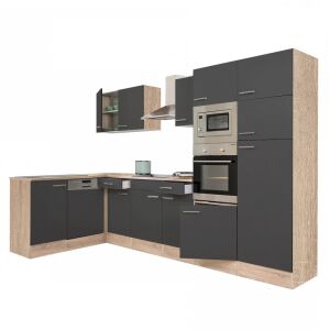 Set mobilier de bucătărie de colț Yorki cu fronturi antracit și carcasă stejar sonoma - Seturi de mobilier de bucătărie