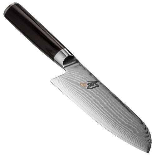 Szögletes nézet a KAI Shun Classic Santoku késről - 14 cm, Damaszkuszi acél penge - KAI