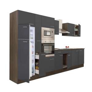 Bloc de bucătărie Yorki 360 cu corp din stejar yorki și front antracit lucios mătăsos, vedere completă - Seturi de mobilier de bucătărie