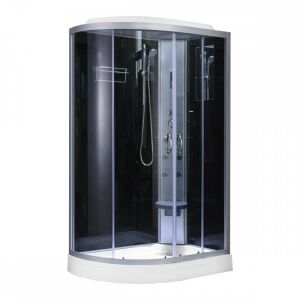 Leziter Aria 80x120 cm hidromasszázs zuhanykabin fekete hátfallal és átlátszó üveg előlappal - Leziter