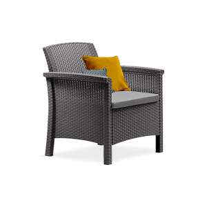 Venus grauer Gartenstuhl aus Kunststoff mit Kissen - Gartenmöbel