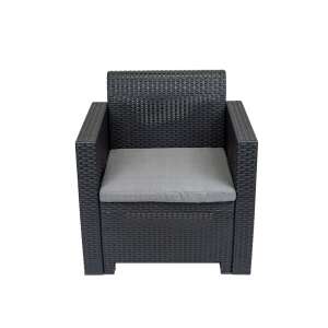 Scaun de grădină din plastic Nero, culoare grafit, cu pernă gri - Fotolii și scaune de grădină