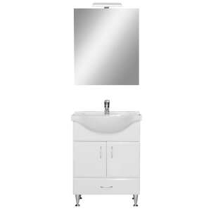 Bianca Prime 65 bathroom furniture set, white high gloss, with mirror and sink - Leziter