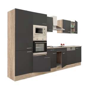 Yorki 340 Küchenblock, Sonoma Eiche Korpus, Anthrazit Front mit Regalen - Leziter