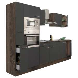 Yorki 300 Küchenblock mit Eiche Korpus und anthrazitfarbener Front, komplettes Küchenset - Leziter