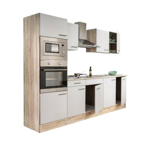 Yorki 270cm Konyhabútor Szett - Sonoma Tölgy és Fehér Kivitel