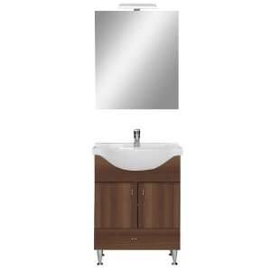 Bianca Prime 65 complete bathroom furniture set in aida walnut color, with a mirror and a sink - Leziter