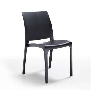 Scaun de grădină Volare din plastic, culoare grafit, design modern, confortabil, rezistent la intemperii, rezistent la razele UV, ușor de curățat - Fotolii și scaune de grădină
